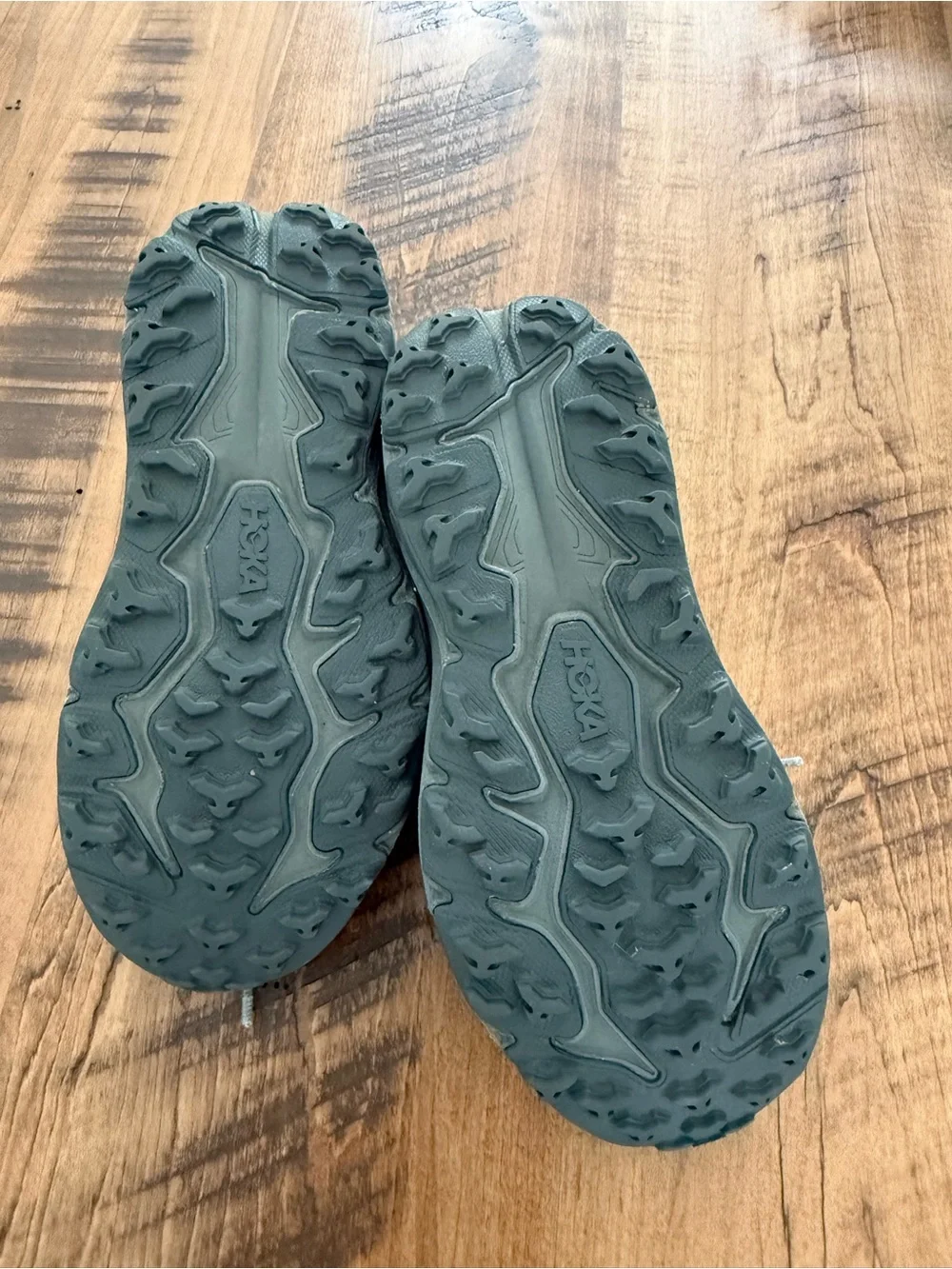 Hoka One One Kids Gray Sneakers with Blue Logo
